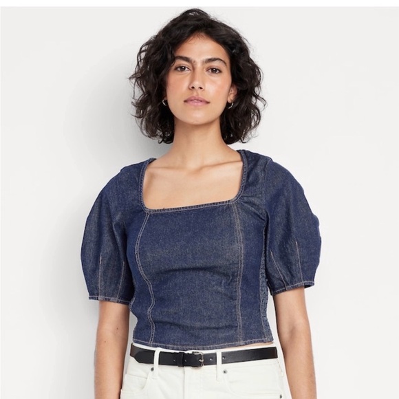 Old Navy Tops - NWOT Old Navy Square-Neck Denim Cropped Top size Medium